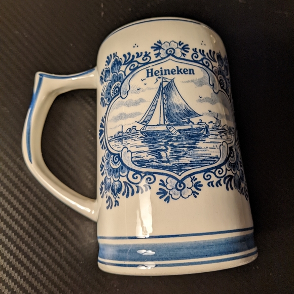 Heineken Beer Stein Delft Blue handpainted - Picture 1 of 7